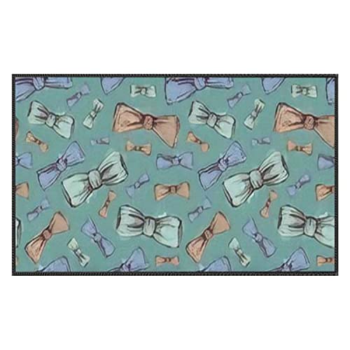 Area Rugs Living Room Bedroom Nursery Room Door Entrance Home Decoration Green Seamless Bow tie Watercolor for a Wedding Vintage a tie for Non-Slip Washable Carpet Floor Mats for Indoor Outdoor