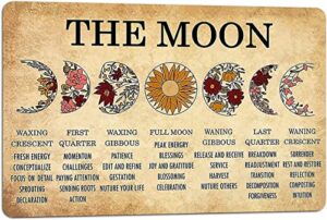 aoevc retro tin sign metal sign moon phases meanings witchery, bar home decoration new year sign gift for parents, home office restaurant garage bar 8×6 inches
