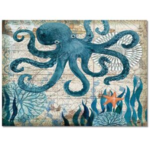 Area Rug 4x6ft Rugs for Living Room, Non-Slip Stain-Proof Carpet for Bedroom Decor, Seagrass Sea Animal Octopus of Undersea World Area Rugs for Hallways Kids Room Nursery Dining Room