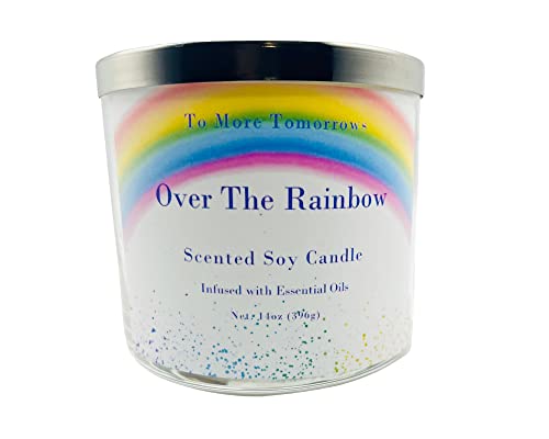 To More Tomorrows, Soy Candle, Over The Rainbow Scent, 14 Ounce Jar Candle, Candle,Three Wick Candle, 45 Hour Burn Time, Highly Scented, Made in The USA, Gift, Home Decor