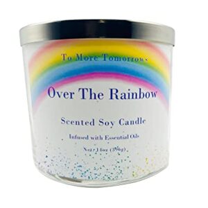 To More Tomorrows, Soy Candle, Over The Rainbow Scent, 14 Ounce Jar Candle, Candle,Three Wick Candle, 45 Hour Burn Time, Highly Scented, Made in The USA, Gift, Home Decor