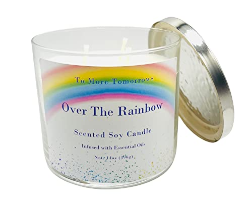 To More Tomorrows, Soy Candle, Over The Rainbow Scent, 14 Ounce Jar Candle, Candle,Three Wick Candle, 45 Hour Burn Time, Highly Scented, Made in The USA, Gift, Home Decor