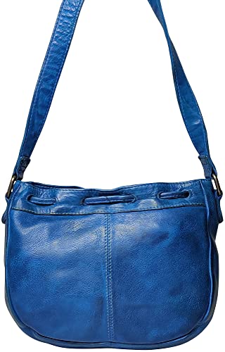 RUSTIC TOWN Leather Shoulder Bag for Women - Washed Leather Travel Sling Bag Crossbody Purse Hobo Handbags Satchel for Ladies