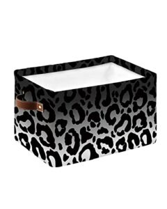 large capacity storage bins ombre leopard print black white gradient storage cubes, collapsible storage baskets for organizing for bedroom living room shelves home 15x11x9.5 in