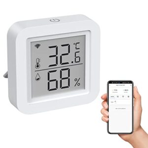 eMylo 3 in 1 Smart Hub WiFi IR Remote Control with Digital Hygrometer Indoor Thermometer Humidity Meter, Wireless Scene Touch Switch, Compatible with Alexa and Google Home, for TV Air Conditioner