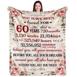 60th birthday gifts for women blanket 60 year old birthday gifts for women turning 60 unique 60th birthday gifts for her funny 60th birthday decorations for women him wife sister mom friends 60″ x 50″