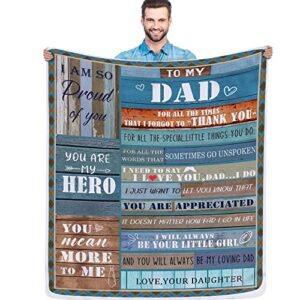 blanket gifts for dad from daughter, soft throw blanket, birthday gifts for dad, dad gifts from daughter, flannel soft dad blankets, christmas for dad(60” x 50”)