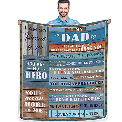 Blanket Gifts for Dad from Daughter, Soft Throw Blanket, Birthday Gifts for Dad, Dad Gifts from Daughter, Flannel Soft Dad Blankets, Christmas for Dad(60” x 50”)