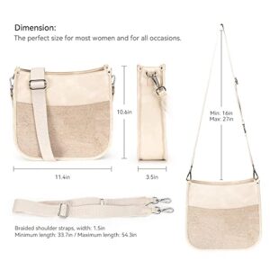 Jackie&Jill Crossbody Bag Purses for Women,Medium Cork & Vegen Leather Shoulder bags, Multi Pocket Casual womens purses. (Beige)