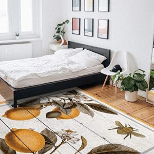 2'x 3' Farm Bee Summer Fruit Watercolor Wood Grain Area Rug, Outdoor Indoor Washable Carpet Area+Rug for Living Room, Kids/Boys/Girls Bedroom, Bathroom, Classroom, Kitchen, Hallway, Throw Floor Mat