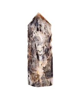 amoystone sphalerite geode crystal large obelisk tower 4 faceted pointed wand pillar healing reiki, chakra, home décor irregular texture 1.7-2 lbs