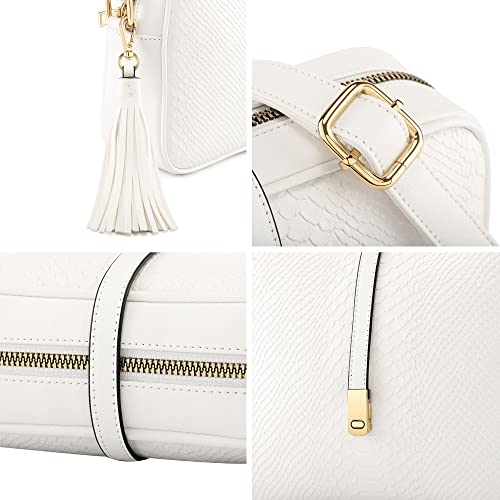 Small Crossbody Bags for Women White Purse Cross Body Handbags Stylish Designer Purses Evening Bag Vagan Leather Shoulder Bag with Tassel