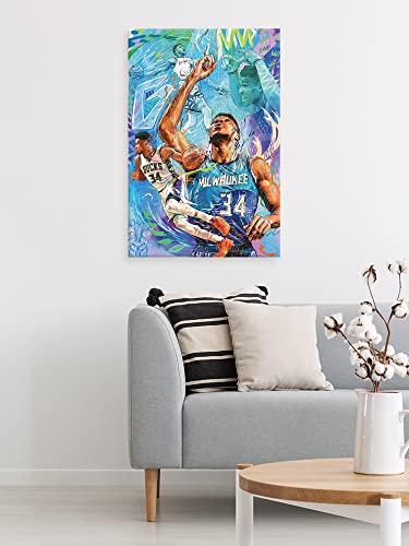 Giannis Antetokounmpo Poster Basketball Superstar Letter Bro Posters Wall Art Basketball Poster Canvas Print Home Living Room Bedroom Kids Room Decor Gift for basketball fans 16x24inch-Unframed