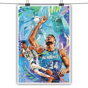 Giannis Antetokounmpo Poster Basketball Superstar Letter Bro Posters Wall Art Basketball Poster Canvas Print Home Living Room Bedroom Kids Room Decor Gift for basketball fans 16x24inch-Unframed