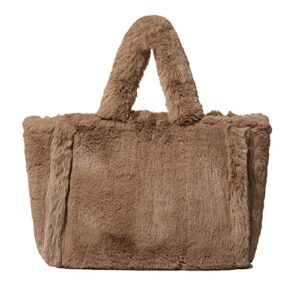 women top handle bag shoulder bag hobo bag totes fashion handbag fluffy faux fur furry plush soft elegant