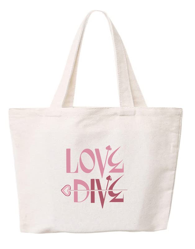 Kpop IVE Love Dive Yujin Gaeul Wonyoung LIZ Rei Leeseo Merchandise Canvas Shoulder Bag Hobo Crossbody Handbag Casual Tote for Girls Women Gifts（c）