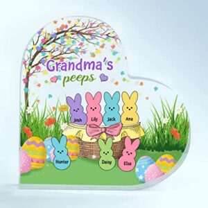 nazenti personalized easter grandma peeps acrylic plaque, easter day decor, custom easter gifts with names, mimi peeps bunnies, nana peeps, gigi peeps, grandma mom gifts, mothers day gift for women
