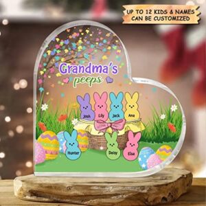 Nazenti Personalized Easter Grandma Peeps Acrylic Plaque, Easter Day Decor, Custom Easter Gifts with Names, Mimi Peeps Bunnies, Nana Peeps, Gigi Peeps, Grandma Mom Gifts, Mothers Day Gift for Women