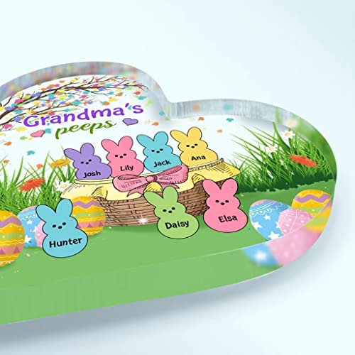 Nazenti Personalized Easter Grandma Peeps Acrylic Plaque, Easter Day Decor, Custom Easter Gifts with Names, Mimi Peeps Bunnies, Nana Peeps, Gigi Peeps, Grandma Mom Gifts, Mothers Day Gift for Women