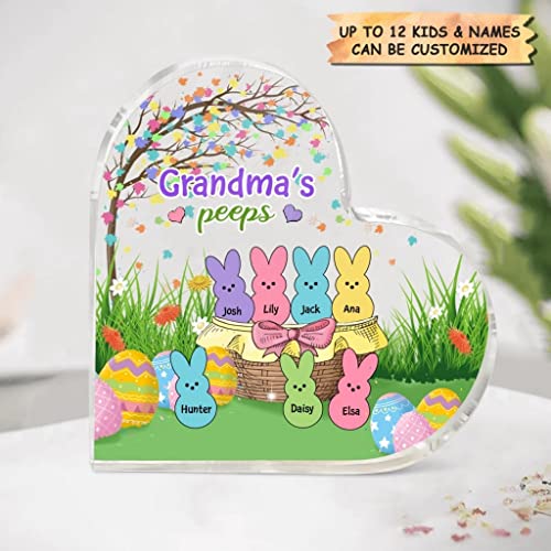 Nazenti Personalized Easter Grandma Peeps Acrylic Plaque, Easter Day Decor, Custom Easter Gifts with Names, Mimi Peeps Bunnies, Nana Peeps, Gigi Peeps, Grandma Mom Gifts, Mothers Day Gift for Women