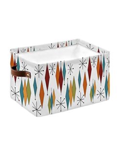 arttikke storage bins clothes organizer mid-century modern red orange blue diamond geometric storage cubes bin with handles,foldable storage boxes for closet,storage basket for organizing shelves