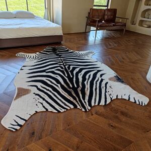 rugoo Zebra Print Rug 6.4 ft x 8.5 ft Black and White Animal Print Rug Animal Printed Rug Cartoon Cute Area Rug Faux Fur Rug Animal Print Mat Carpet for Living Room Bedroom Nursery Sofa