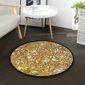 sparkle glitter gold area rugs round 3ft washable fantasy shiny doormat soft non slip absorbent floor mat carpet yoga rug for living room entryway bedroom home decor
