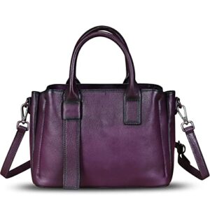genuine leather satchel for women top handle bags handmade purse vintage crossbody handbags retro leather hobo bag (purple)