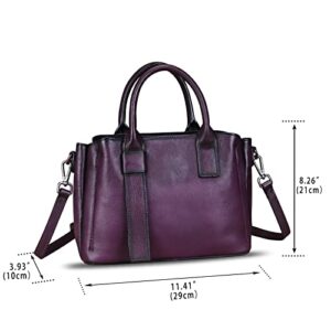 Genuine Leather Satchel for Women Top Handle Bags Handmade Purse Vintage Crossbody Handbags Retro Leather Hobo Bag (Purple)