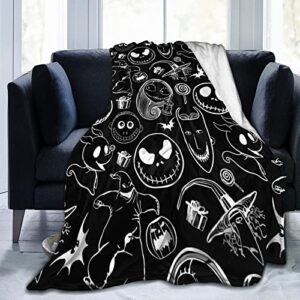hopynu scary christmas throw blanket couch bed sofa soft lightweight warm cozy flannel fleece bed blanket microfiber furry fluffy beds decoration, 50”x40”