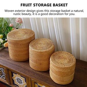 generic Rattan Storage Basket Rustic Woven Basket Desktop Garbage Bin Organizer Sundries Storage Bin for Bedroom Office Study Room - Size L, 9x9x8 Inch