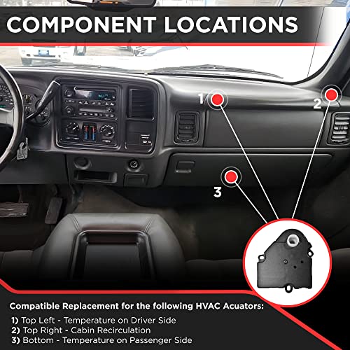 HVAC Blend Door Actuator 604-106 52402588 15-72971 89018365 Compatible with Chevy GMC GM Cadillac Chevrolet 1994-2014, Silverado 1500, Tahoe, Sierra, Yukon Temperature Control Heater Air Door Actuator