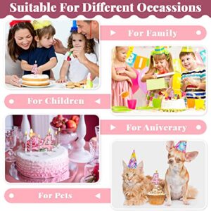 2.75" Large Pink Glitter 4th Year Happy Birthday Candles Girls Number Candles for Birthday Cakes Sequin Numeral Princess Candles Number Birthday Cake Topper with 10 Long Thin Cupcake Candle for Party