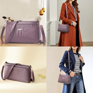 TarsaMult Women's Shoulder Handbags Purses Crossbody Bag Large Size Woven Pattern Three Zipper Compartments Adjustable Strap