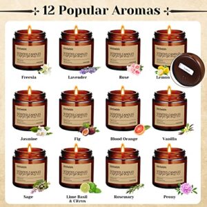 12 Pack Scented Candles Gifts for Women Men Aromatherapy Candle Bulk Soy Candles Gift Amber Jar Candles for Home Scented Stress Relief Relaxing Candle Gift Set