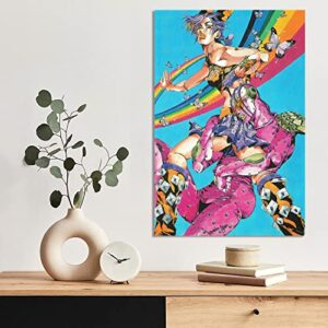 KGARB Jjba Poster JoJos Bizarre Adventure Poster Jolyne Cujoh Canvas Wall Art Print Picture for Office Room Decor Gift 16" x 24" Unframed