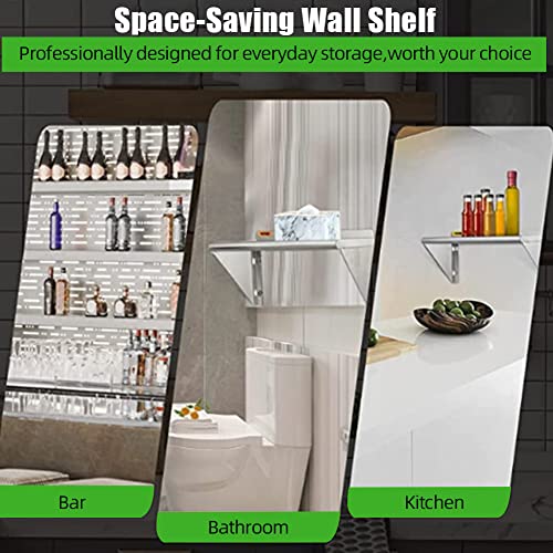 BouPower Stainless Steel Wall Shelf, 18'' x 24'', [NSF Certified] 230 lbs Load Heavy Duty Commercial Wall Mount Shelving, Metal Kitchen Rack for Restaurant, Home, Kitchen, Hotel, Laundry Room, Bar