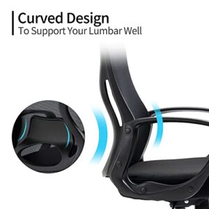 HOMEFUN Office Desk Computer Chair: Black Rolling Chair with Back Support for Adults - Modern Chair with Wheels - Wide Seat Mesh Chair for Study