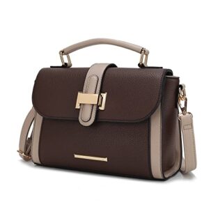 mkf collection satchel bag for women, vegan leather shoulder bag top handle crossbody handbag purse