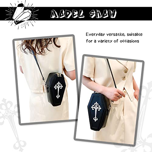 KUANG! Women's Gothic Pu Leather Shoulder Bag Coffin Shaped Handbag Purses Square Box Crossbody Bag for Halloween Party