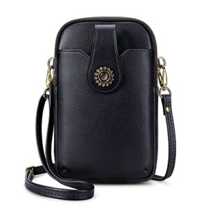 peacocktion crossbody cell phone purse, small cross body bags for women with credit card slots, black