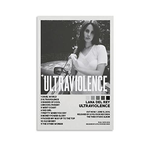 LUOWEI Lana Del Rey Posters Ultraviolence Poster Album Cover Poster for Room Aesthetic Canvas Art Poster and Wall Art Picture Print Modern Family Bedroom Decor Posters 12x18inch(30x45cm)