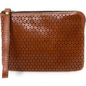 Patricia Nash Perforated Leather Cassini Wristlet, Tan