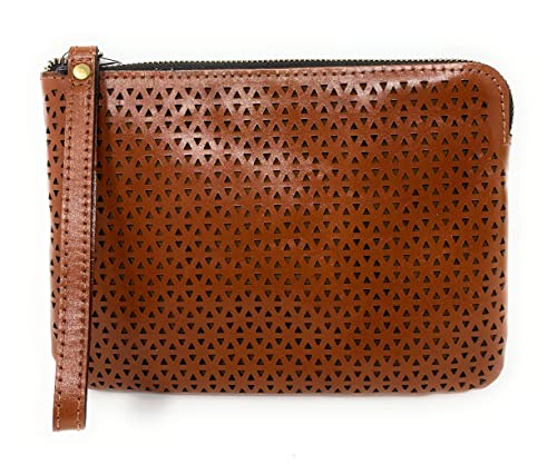 Patricia Nash Perforated Leather Cassini Wristlet, Tan