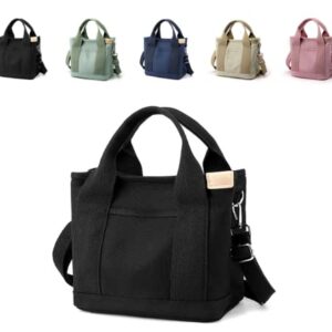 Women's Canvas Handbag Clutch Purse Multilayer Canvas Bag Cross Shoulder Bag Hobo Handbag Black