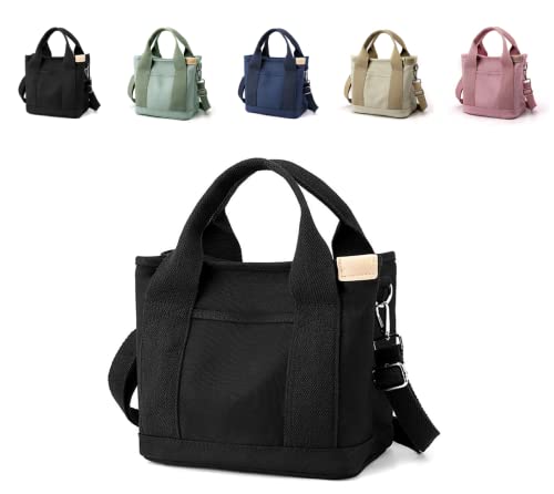 Women's Canvas Handbag Clutch Purse Multilayer Canvas Bag Cross Shoulder Bag Hobo Handbag Black