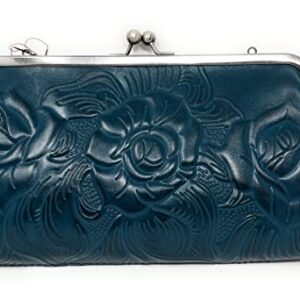 Patricia Nash Tooled Leather Potenaz Frame Clutch, Blue Coral