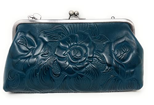 Patricia Nash Tooled Leather Potenaz Frame Clutch, Blue Coral