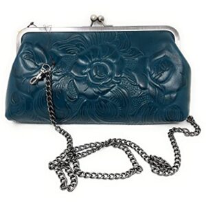 Patricia Nash Tooled Leather Potenaz Frame Clutch, Blue Coral