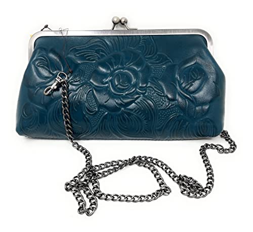 Patricia Nash Tooled Leather Potenaz Frame Clutch, Blue Coral